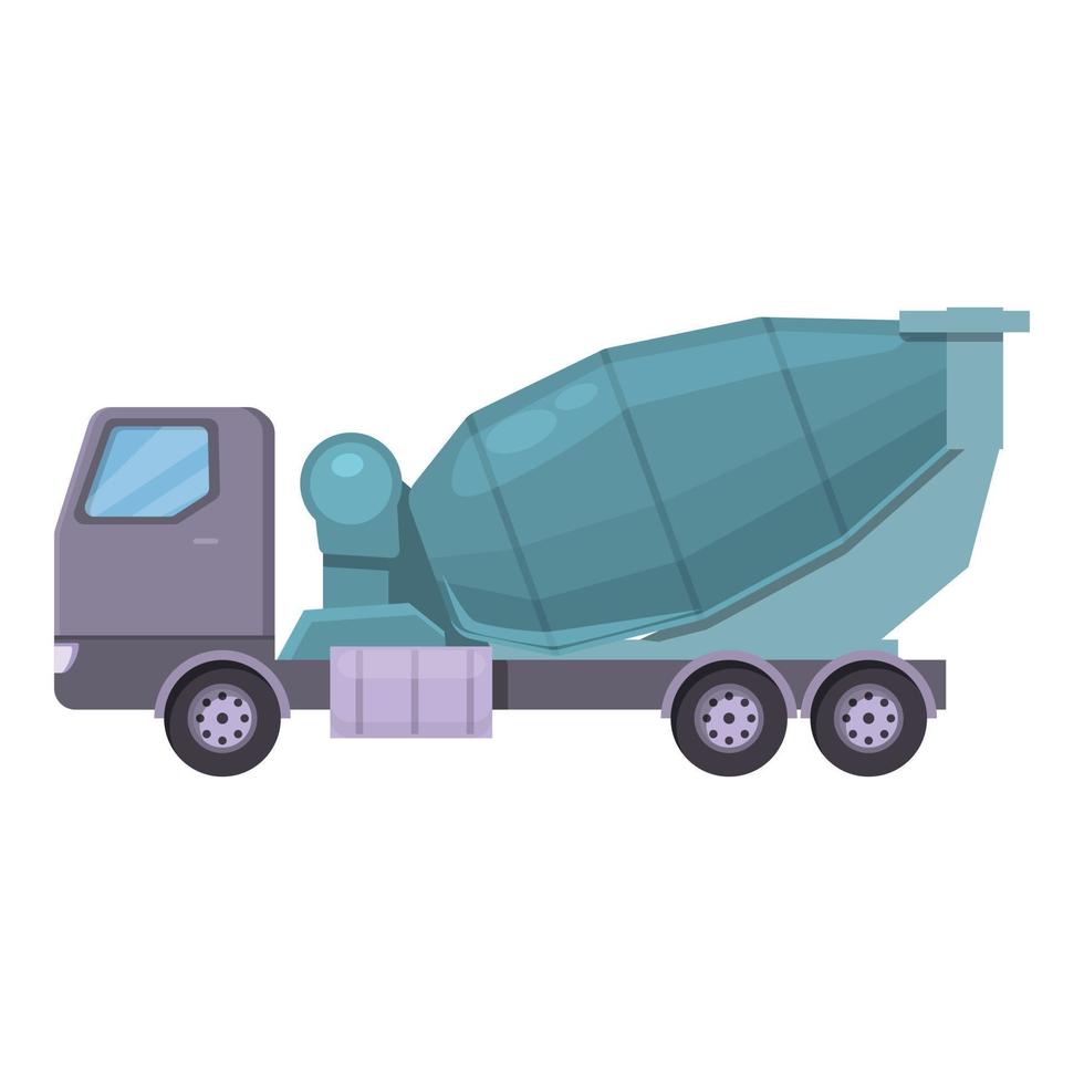 Worker concrete mixer icon cartoon vector. Cement truck vector