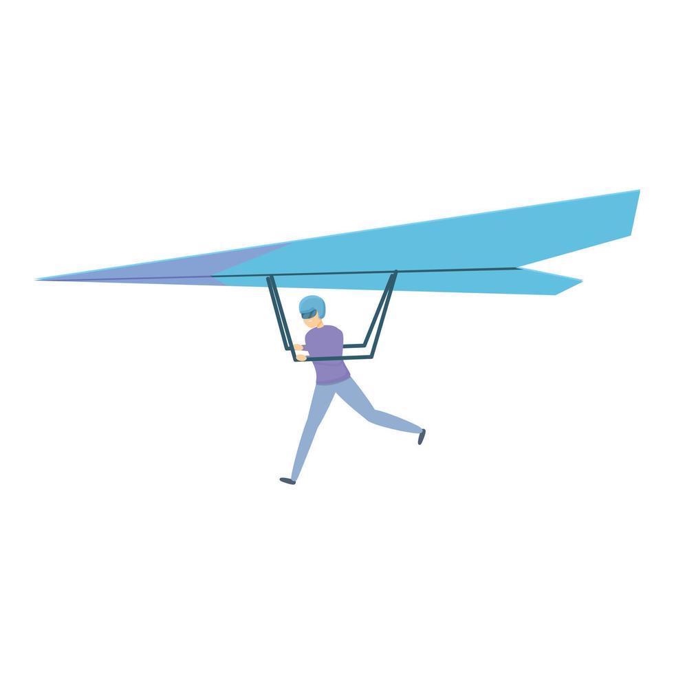 Pull hang glider icon, cartoon style vector