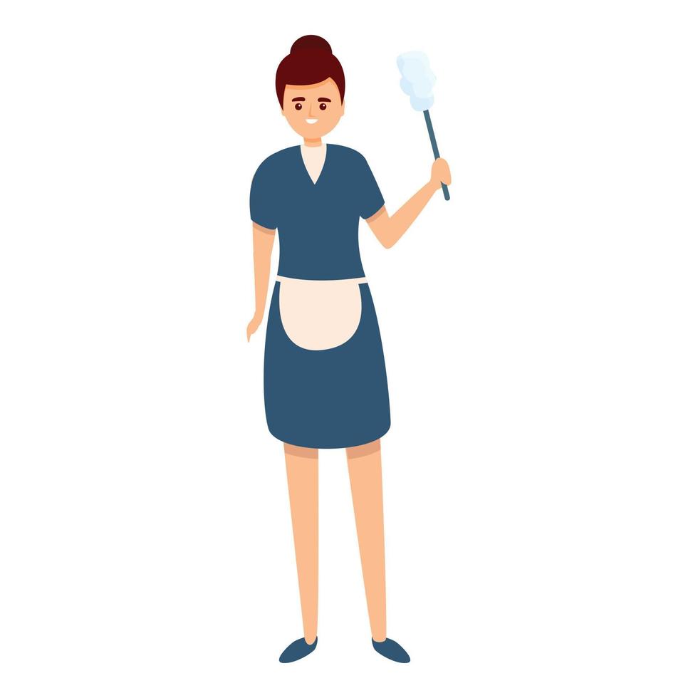 Home cleaning woman icon, cartoon style vector