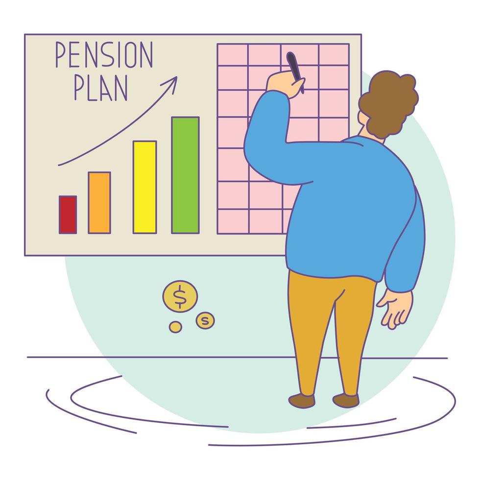 Retirement plan icon, cartoon and flat style vector