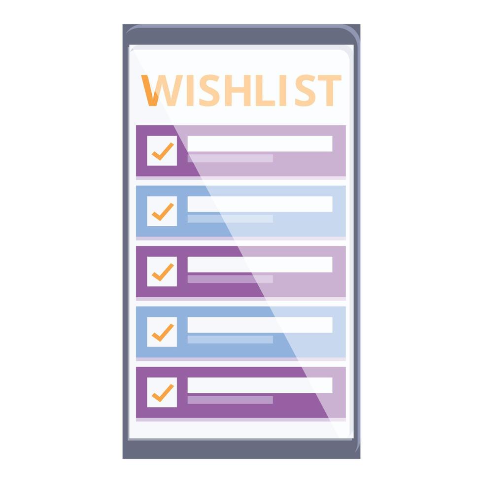 Smartphone wishlist icon cartoon vector. Store list vector