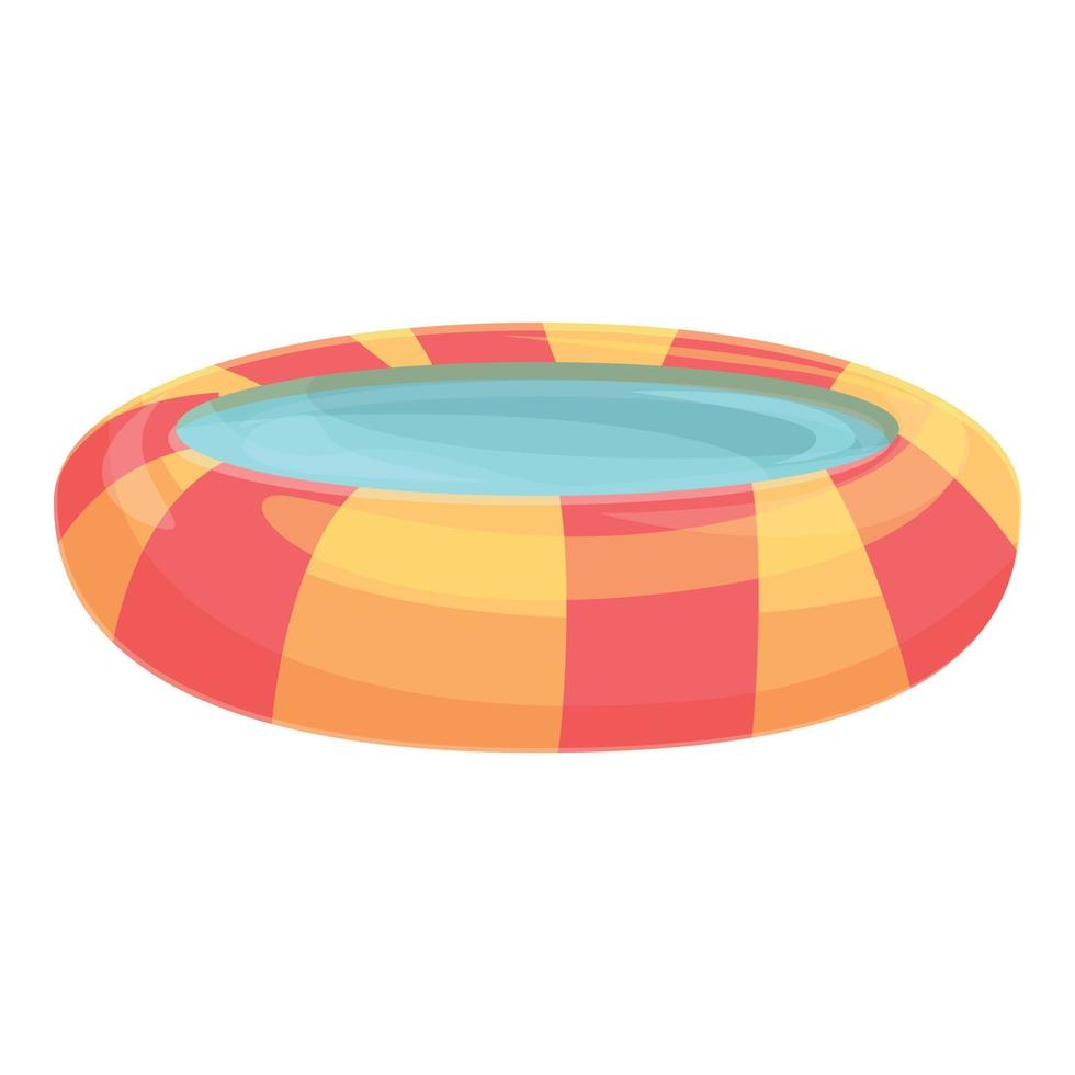 vector de dibujos animados de icono de piscina inflable a rayas. playa flotante