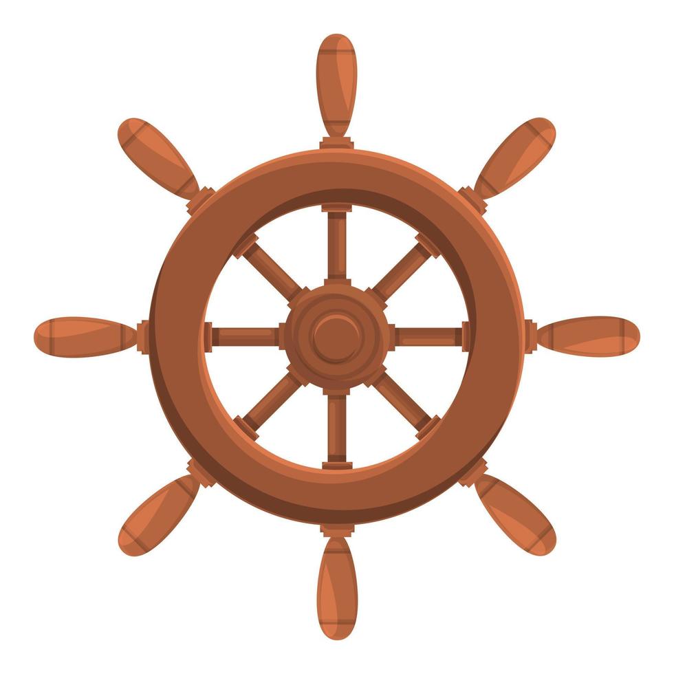 Ship wheel icon, cartoon style vector