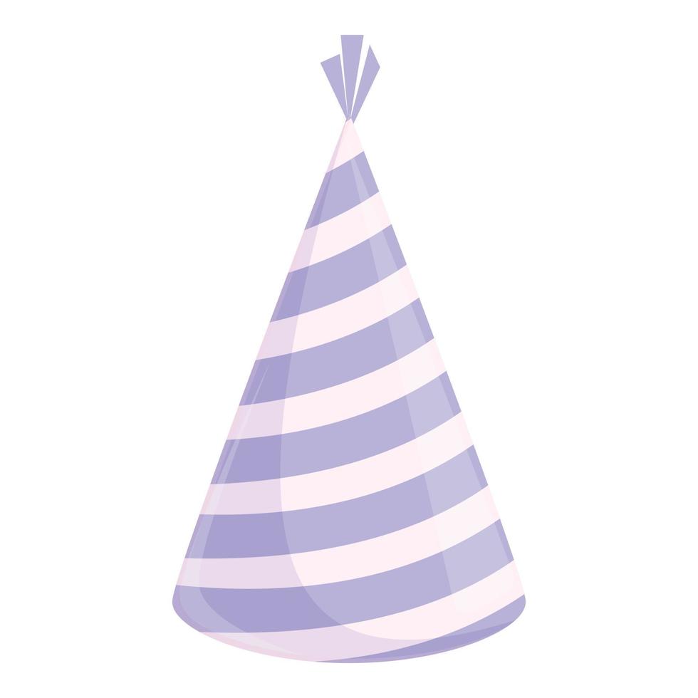 sombrero de fiesta delicado icono lila, estilo de dibujos animados vector