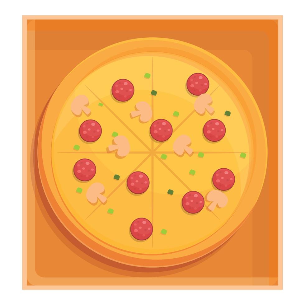 Top view pizza icon, cartoon style vector