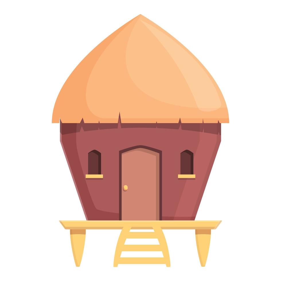 vector de dibujos animados de icono de bungalow de vacaciones. casa en la playa