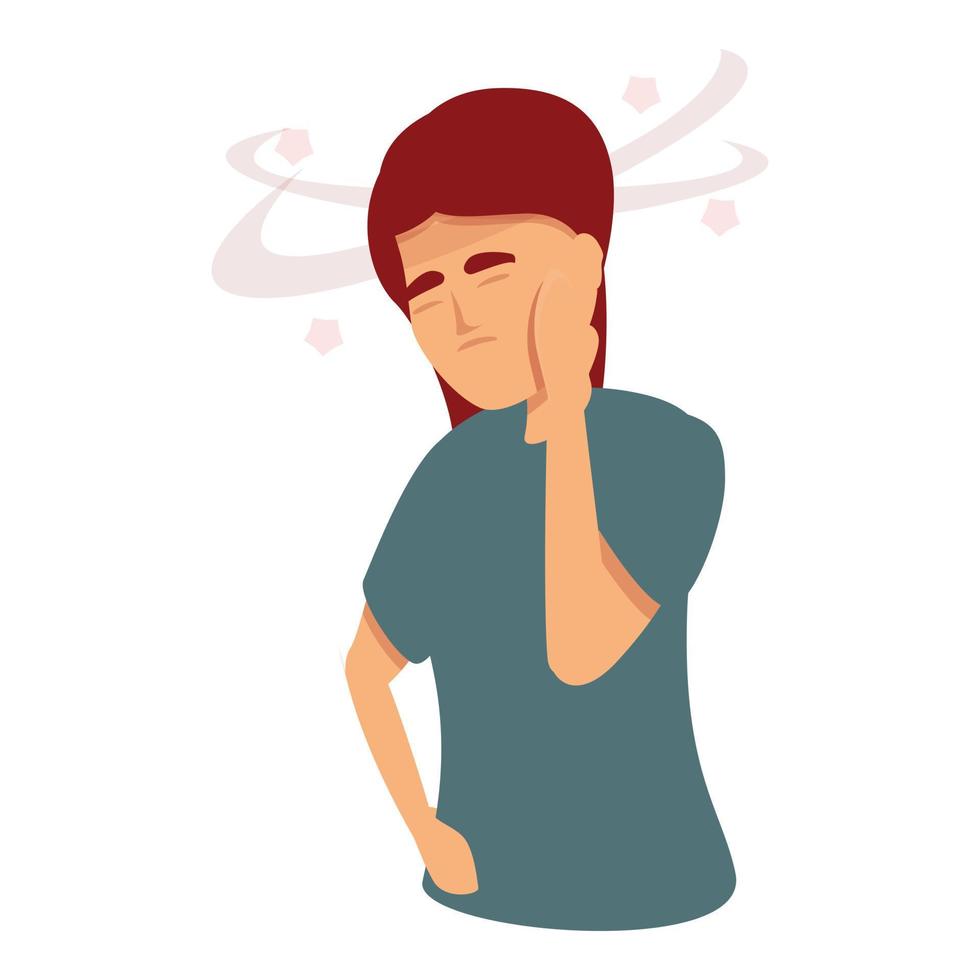Woman brain pain icon cartoon vector. Flu sick vector