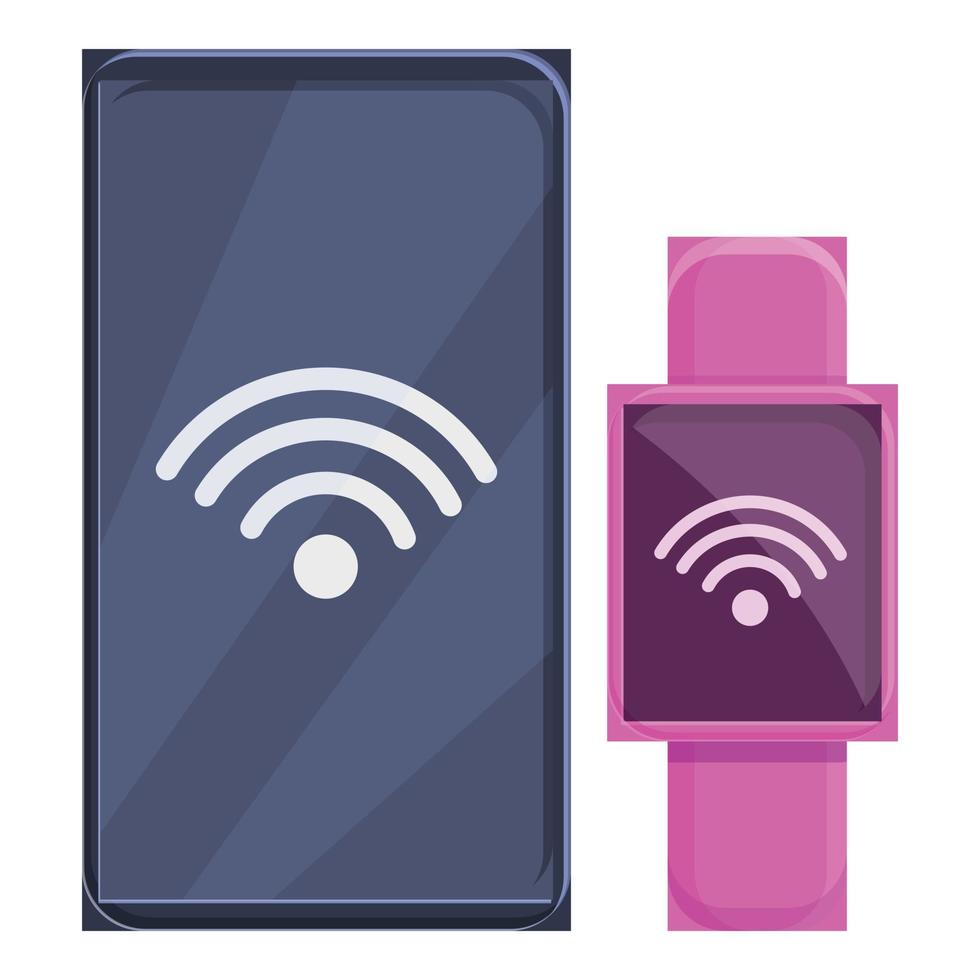 Smart tablet and watch icon, cartoon style vector