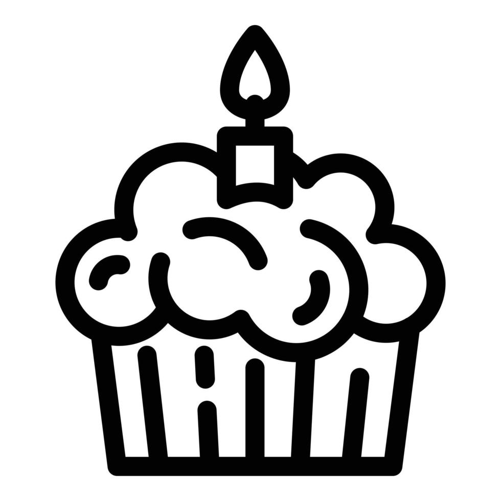 Birthday cupcake icon, outline style vector