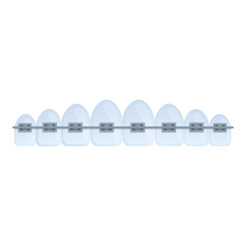 Tooth braces bracket icon, cartoon style vector