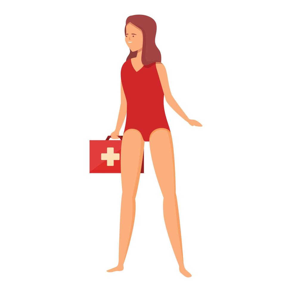 Lifeguard first aid kit icon cartoon vector. Ocean swim vector