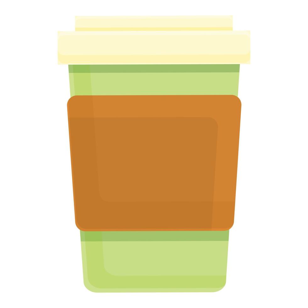 Biodegradable plastic coffee cup icon, cartoon style vector