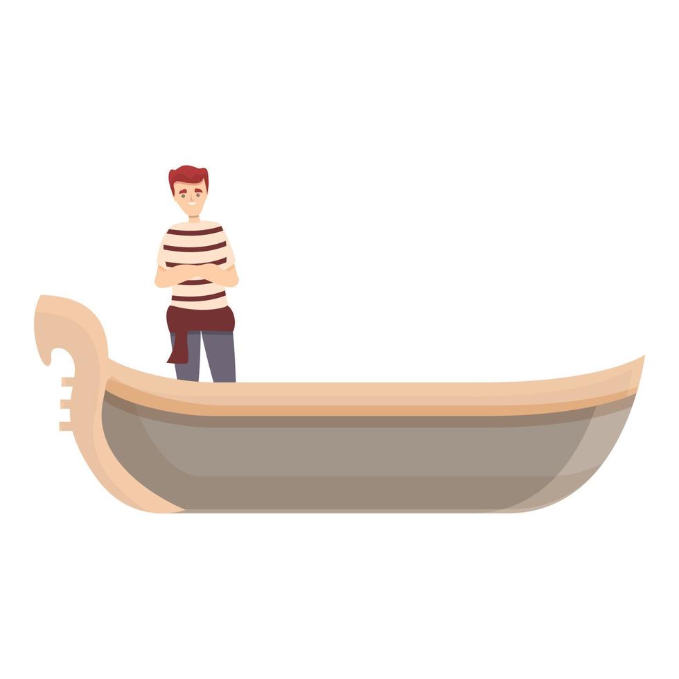 Gondola boat icon cartoon vector. Italian gondolier vector