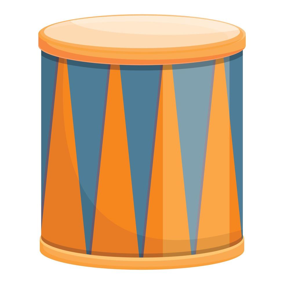 Army drum icon, cartoon style vector