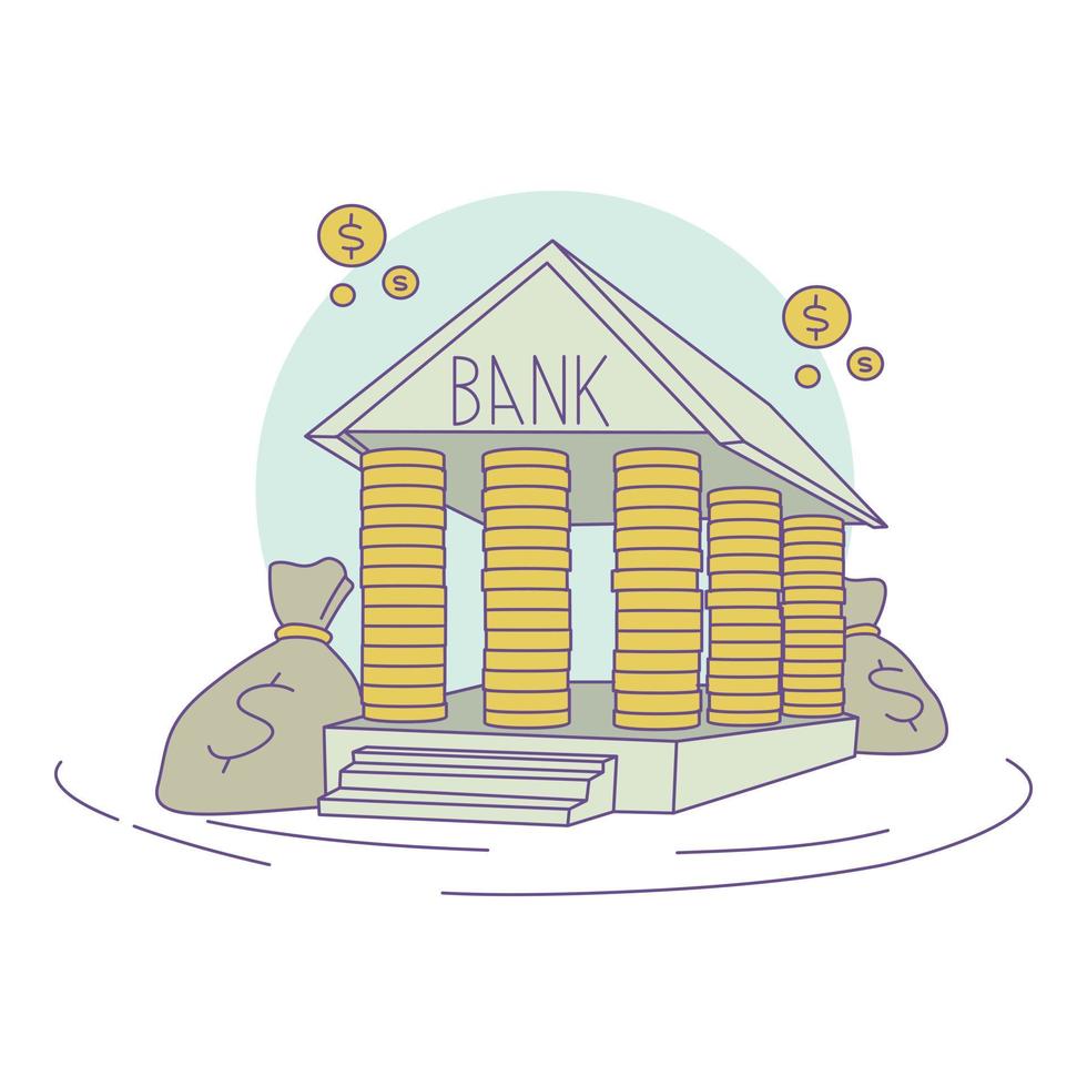 icono de compensación bancaria, dibujos animados y estilo plano vector