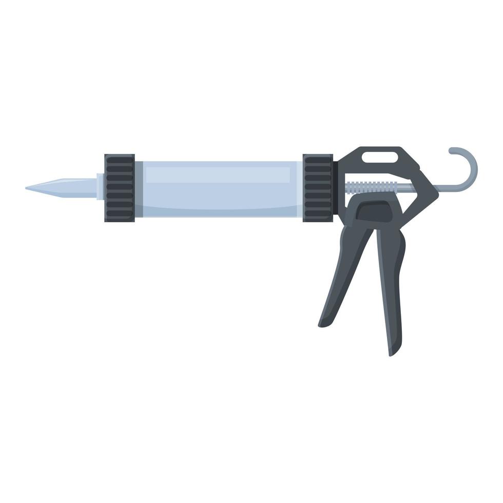 Steel silicone caulk gun icon, cartoon style vector