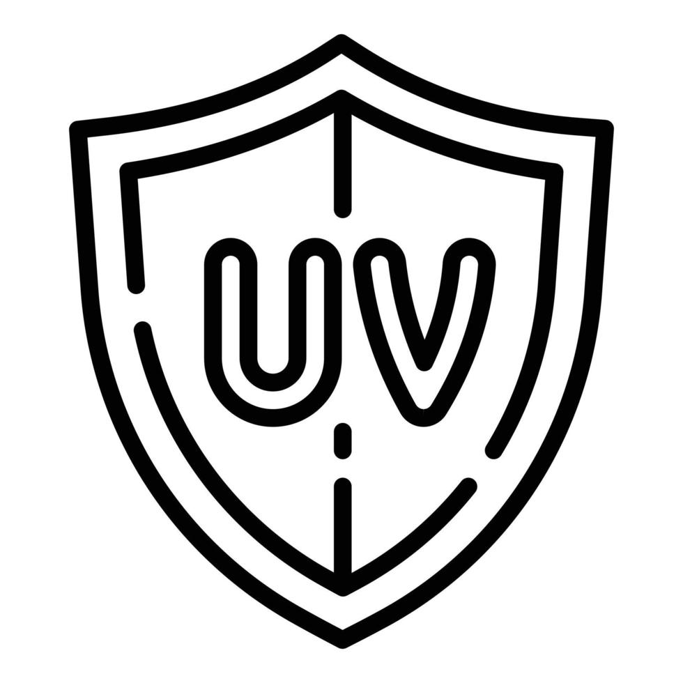 icono de protección de escudo uv, estilo de esquema vector