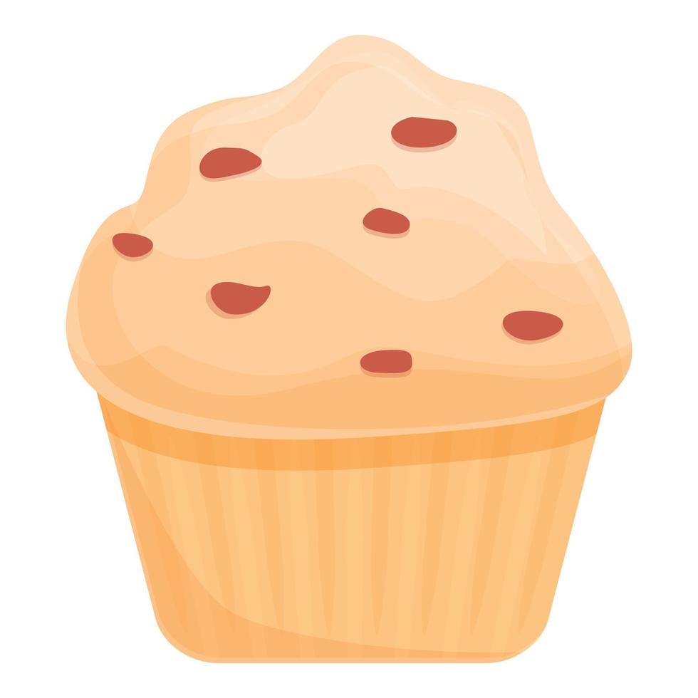 icono de muffin cremoso, dibujos animados y estilo plano vector