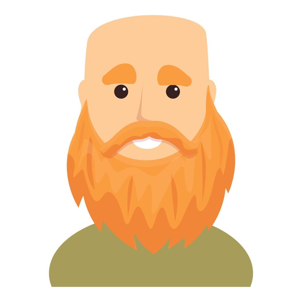 Bald bearded man icon, cartoon style vector