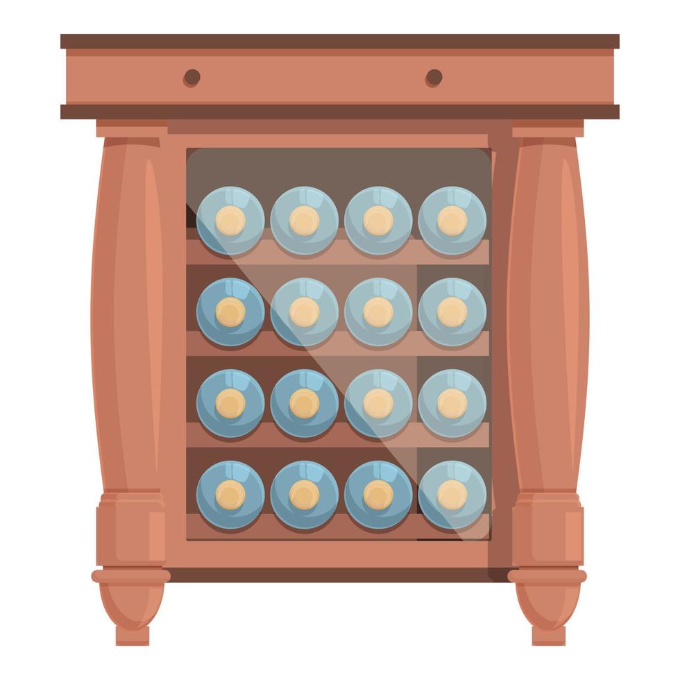 Wood wine cabinet icon cartoon vector. Alcohol bar vector