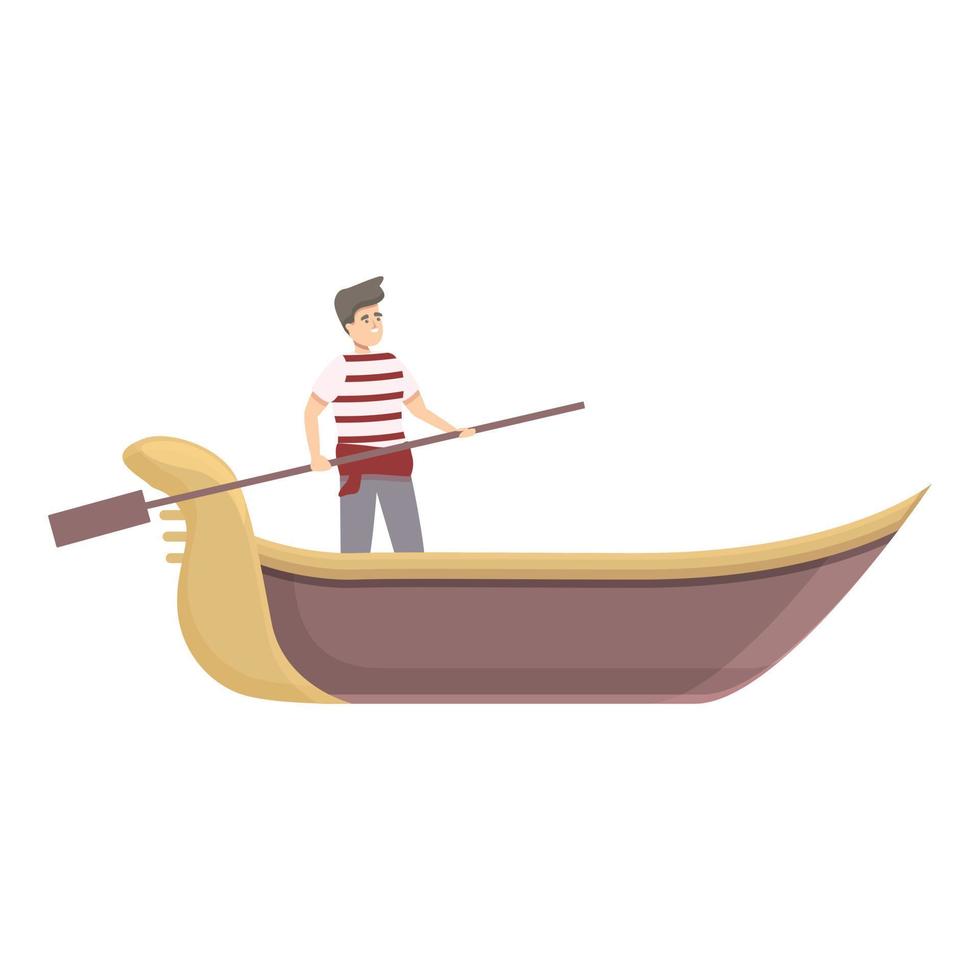 Gondolier man icon cartoon vector. Venice gondola vector