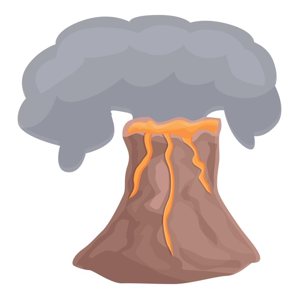 vector de dibujos animados de icono de volcán prehistórico. erupción volcánica