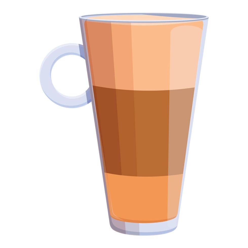 icono aromático de café con leche, estilo de dibujos animados vector