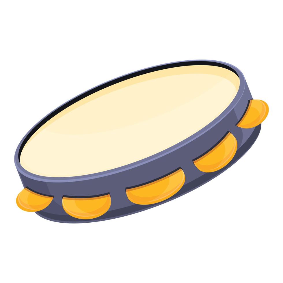 Tambourine carnival icon, cartoon style vector