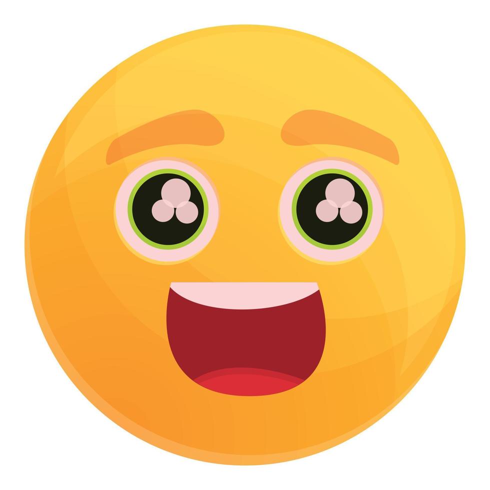 Delighted emoticon icon, cartoon style vector