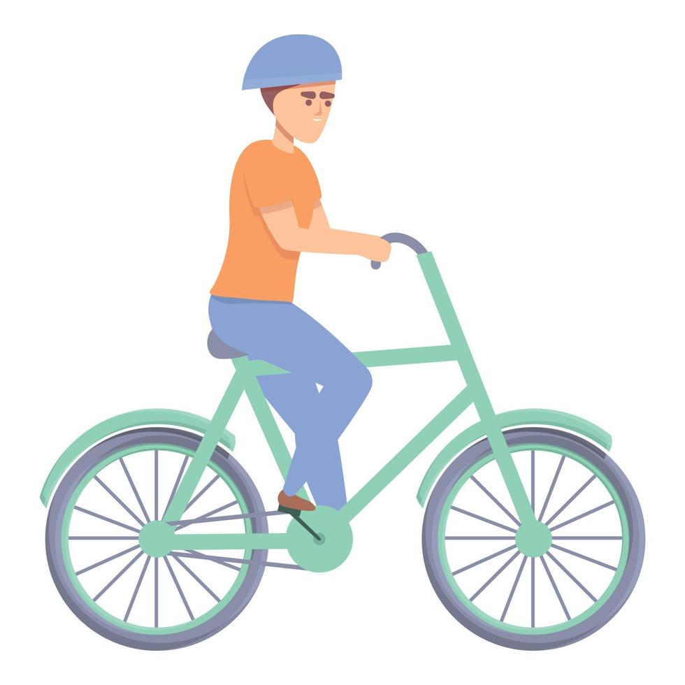 Child wearing helmet on bicycle icon cartoon vector. Children bike vector