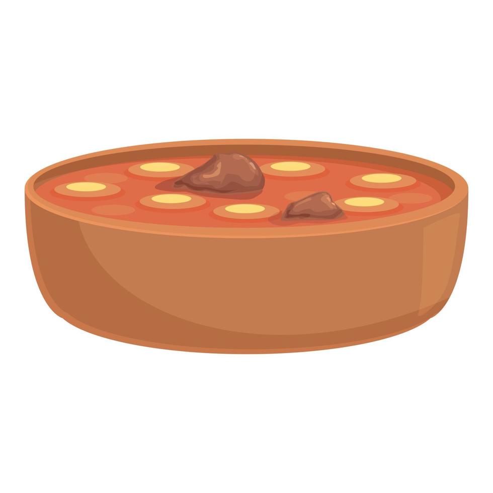 Spanish meat soup icon cartoon vector. Cuisine food vector