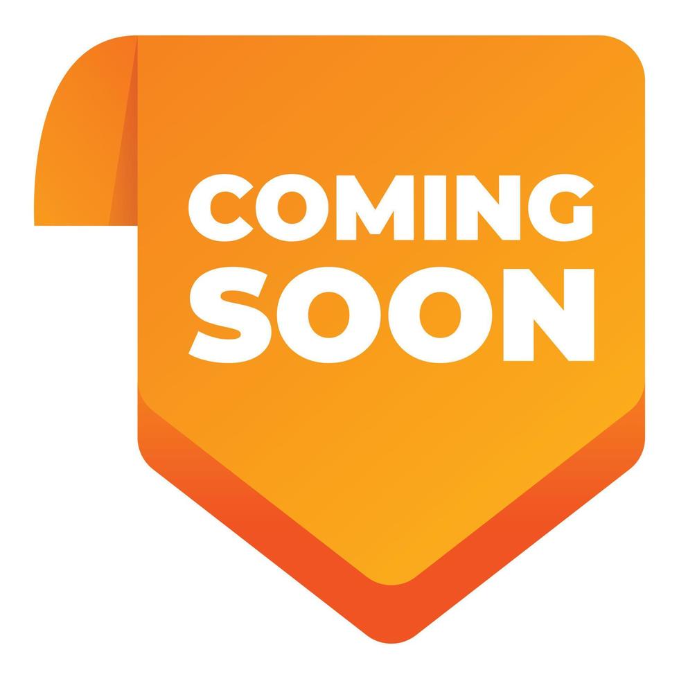 Coming soon informing icon, cartoon style vector