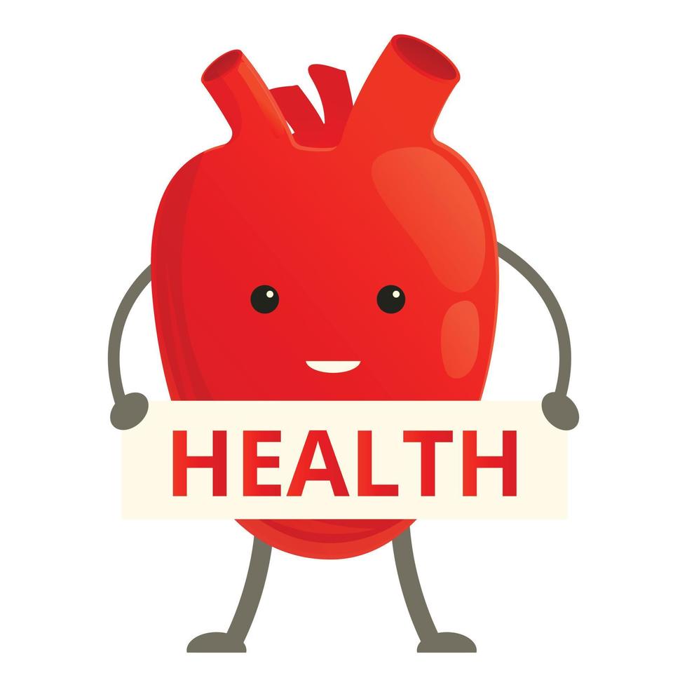 Healthy heart icon, cartoon style vector