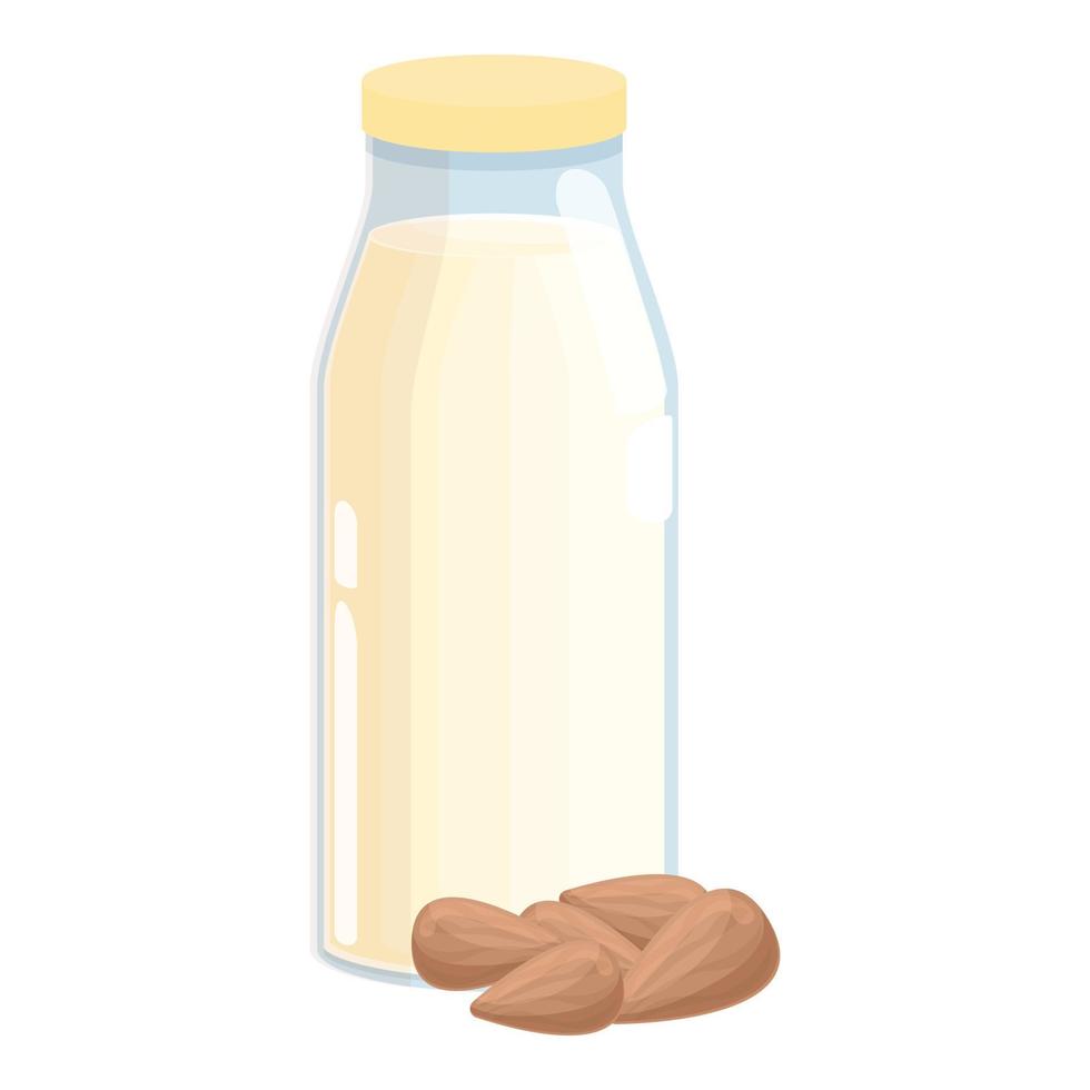 vector de dibujos animados de icono de botella de leche de nuez de almendras. comida vegana