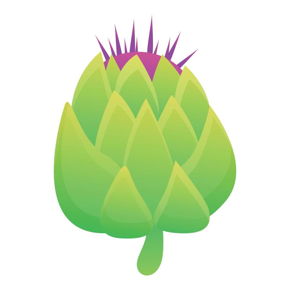 Flower artichoke icon, cartoon style vector