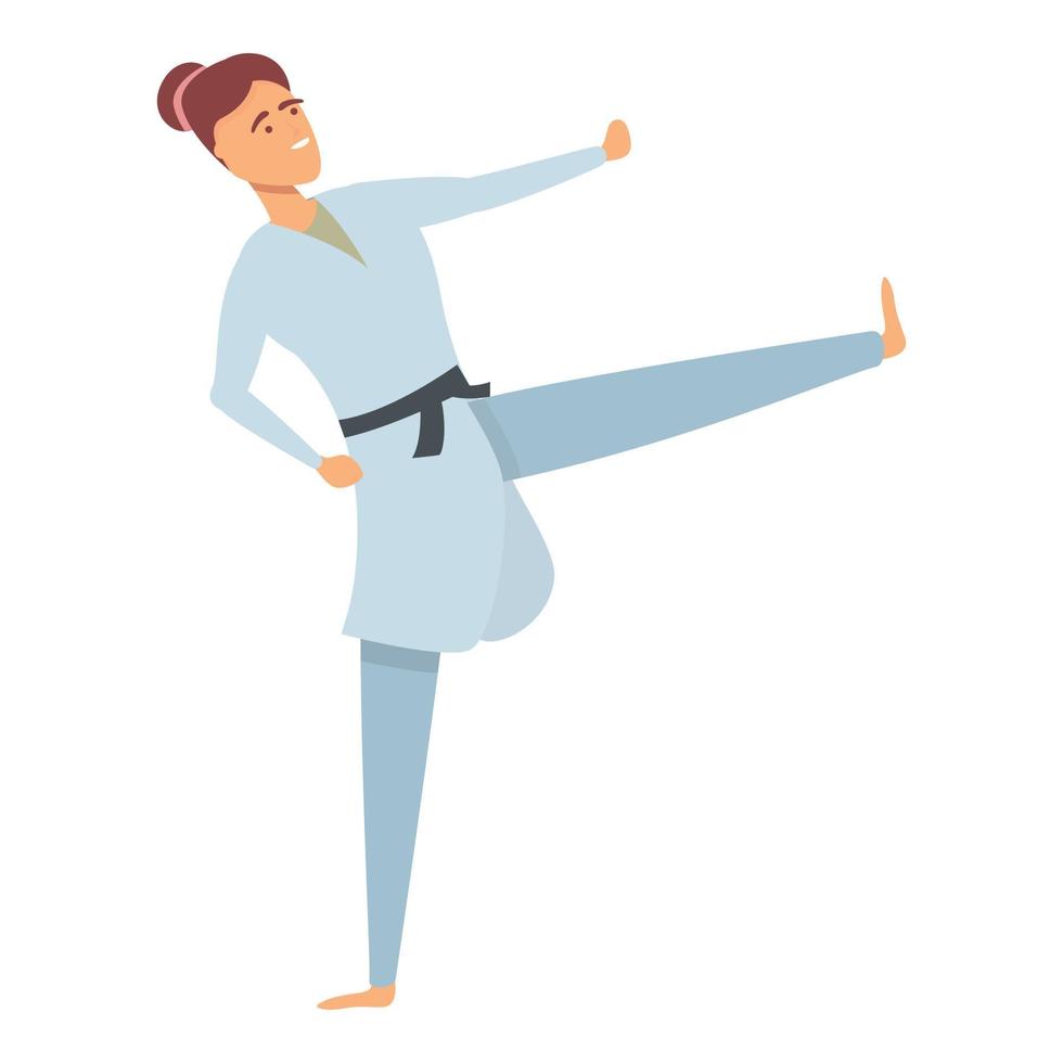 Karate woman icon cartoon vector. Sport school vector
