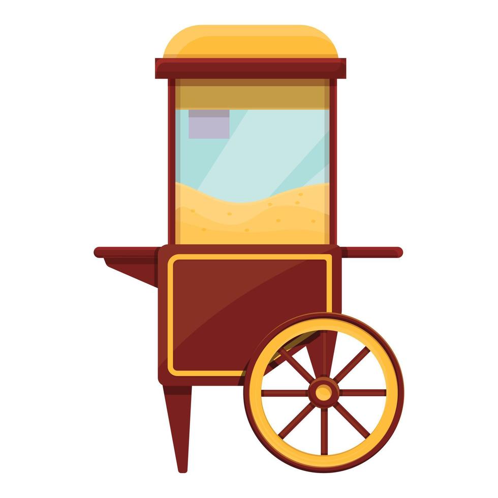 Popcorn cart machine icon, cartoon style vector