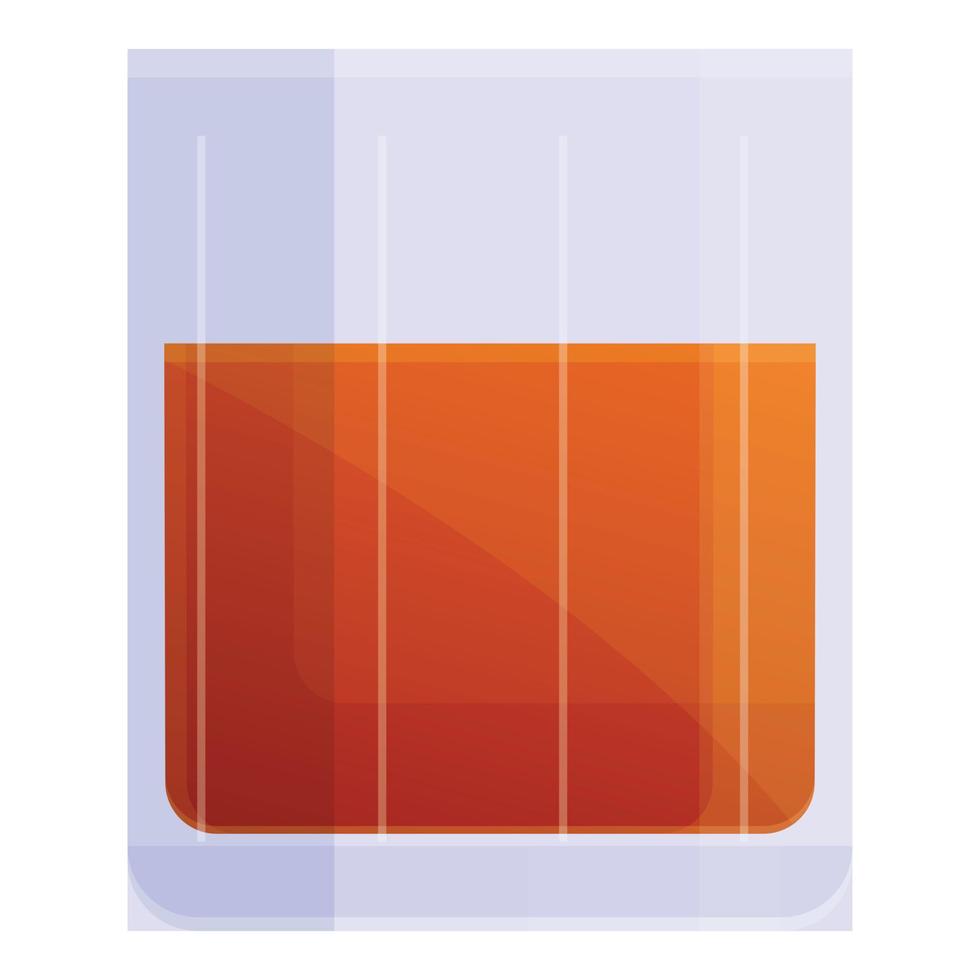 Bourbon whiskey glass icon, cartoon style vector