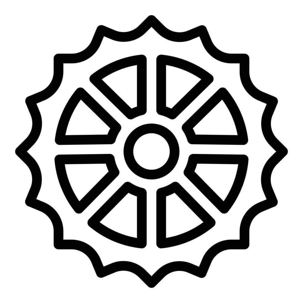icono de estrella de engranaje de bicicleta, estilo de contorno vector