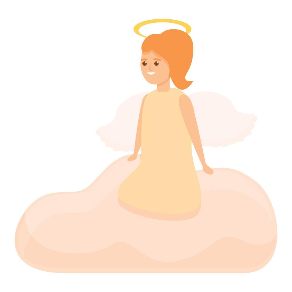 Cloud angel icon, cartoon style vector