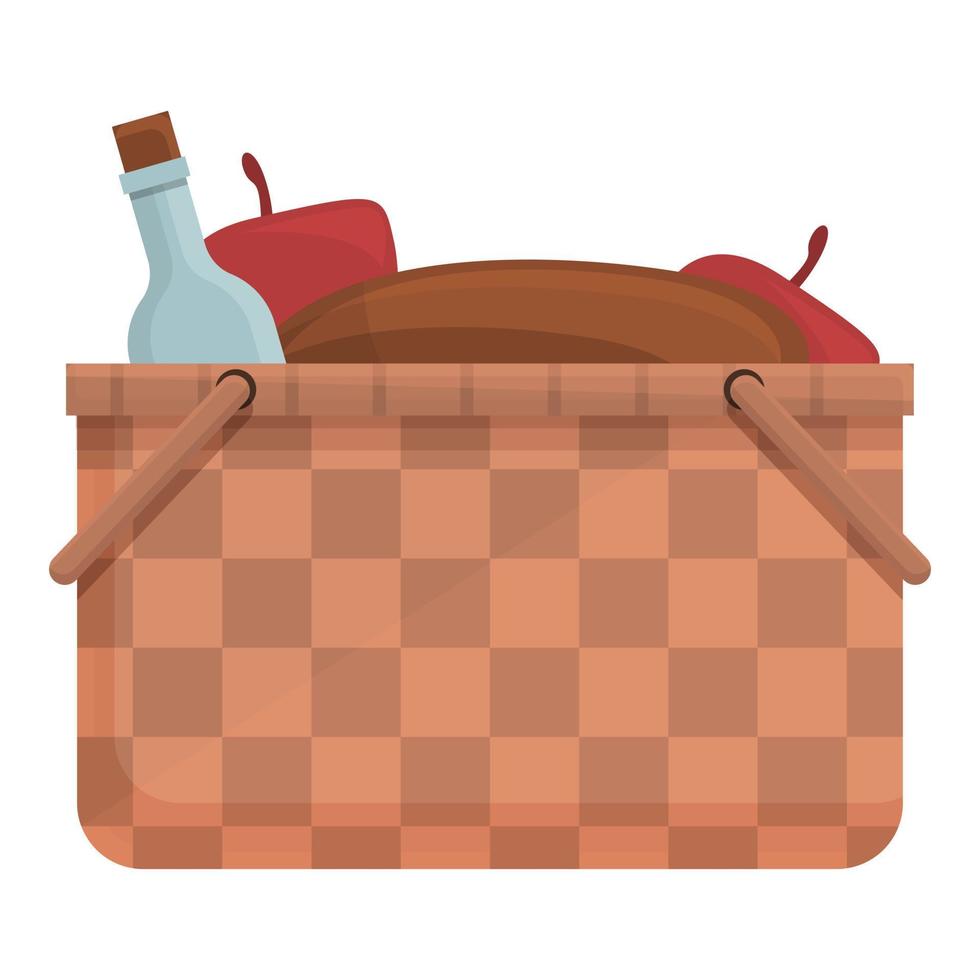 icono de cesta de camping, dibujos animados y estilo plano vector