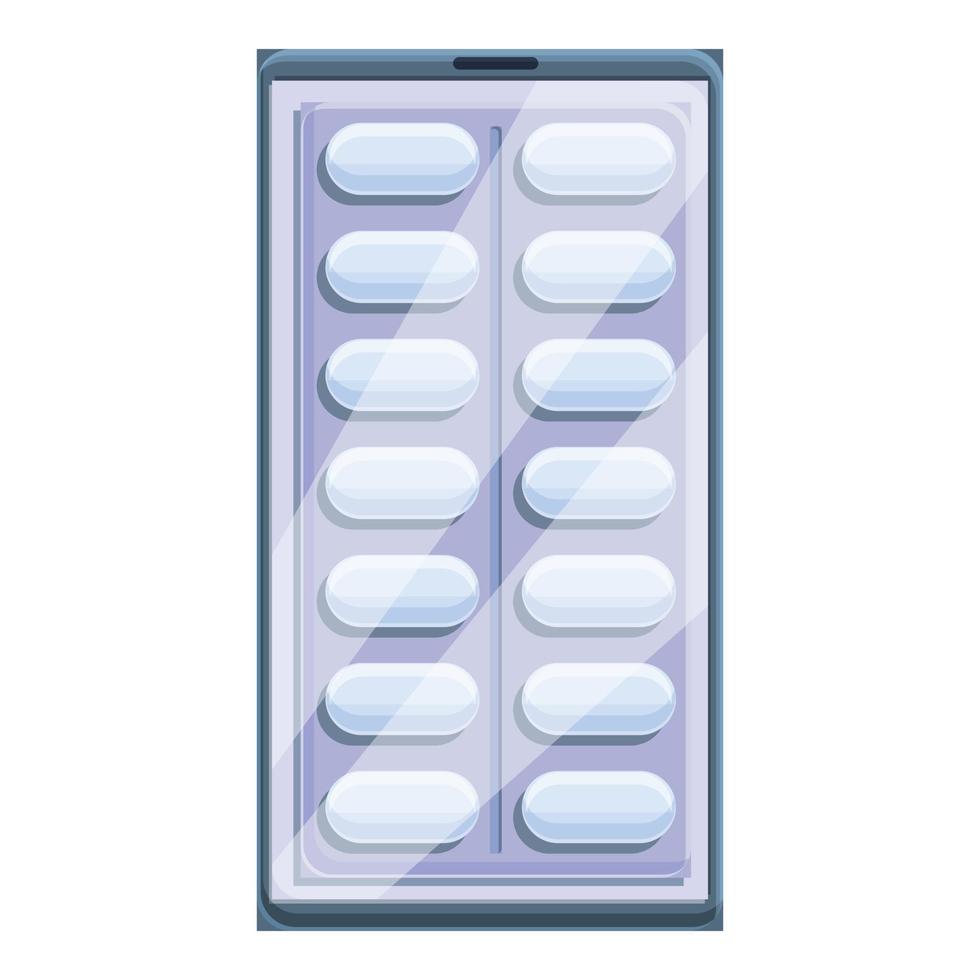 icono de pastillas de telemedicina, estilo de dibujos animados vector