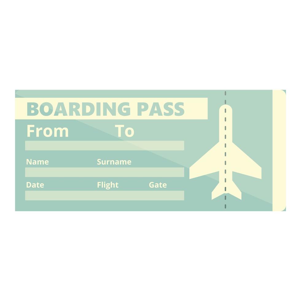 Boarding pass icon, cartoon style vector