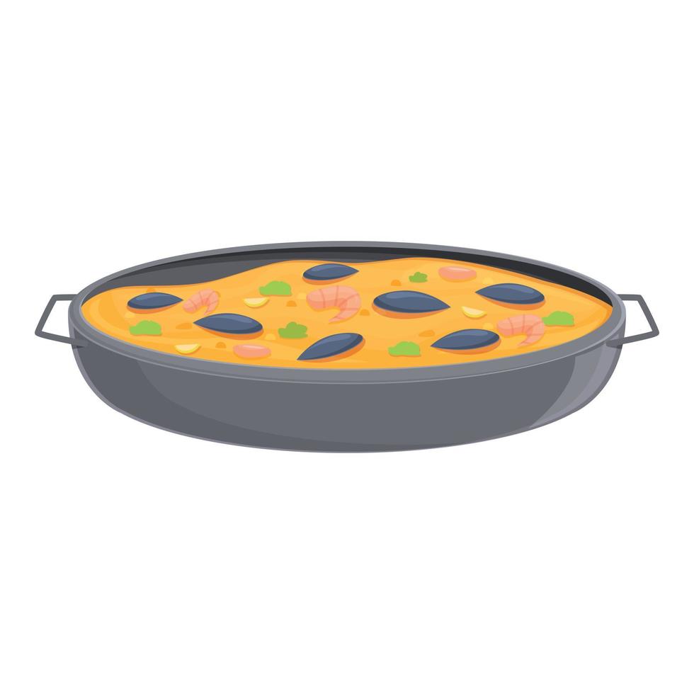 vector de dibujos animados de icono de comida de paella. Cocina española