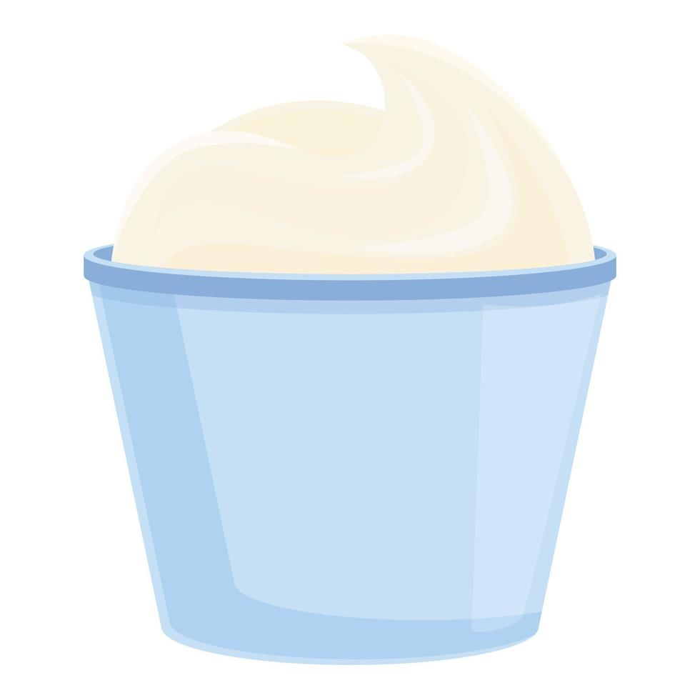 Milk sour cream icon, cartoon style vector