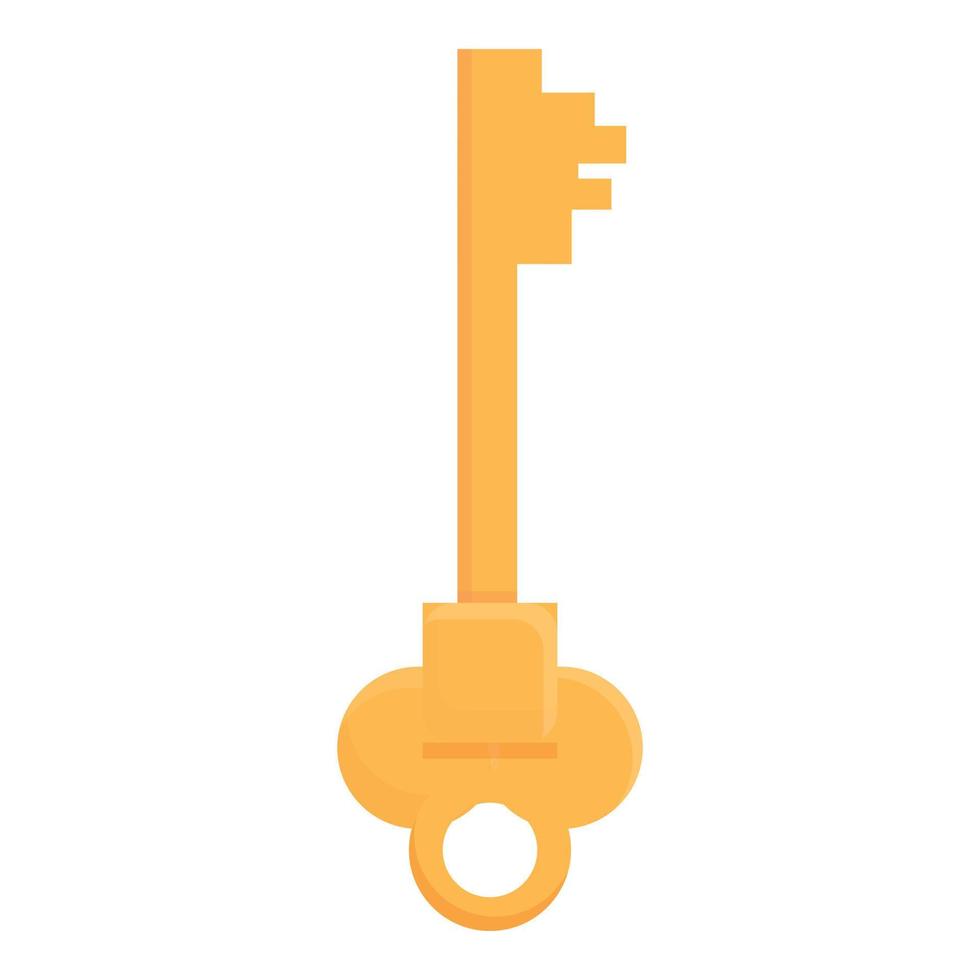 Gold key icon cartoon vector. Old golden lock vector