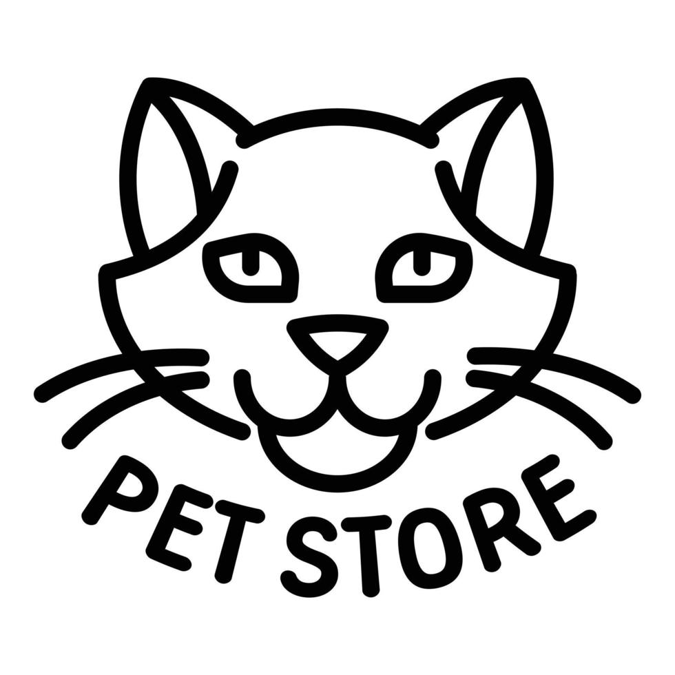Pet store cat head logo, outline style vector