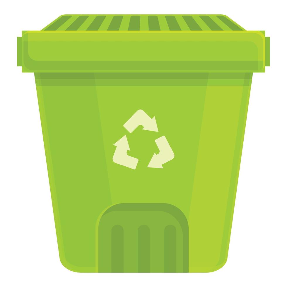 Garbage bin icon, cartoon style vector