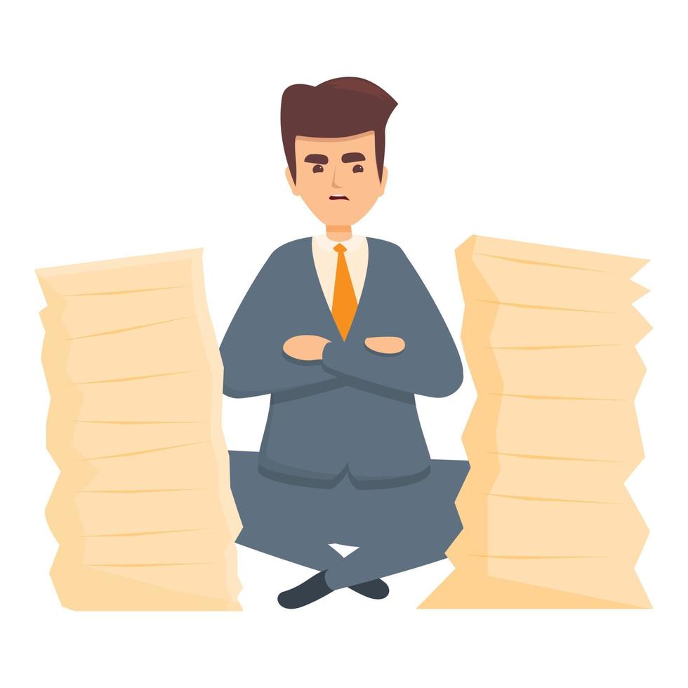 Rush job documents towers icon, cartoon style vector