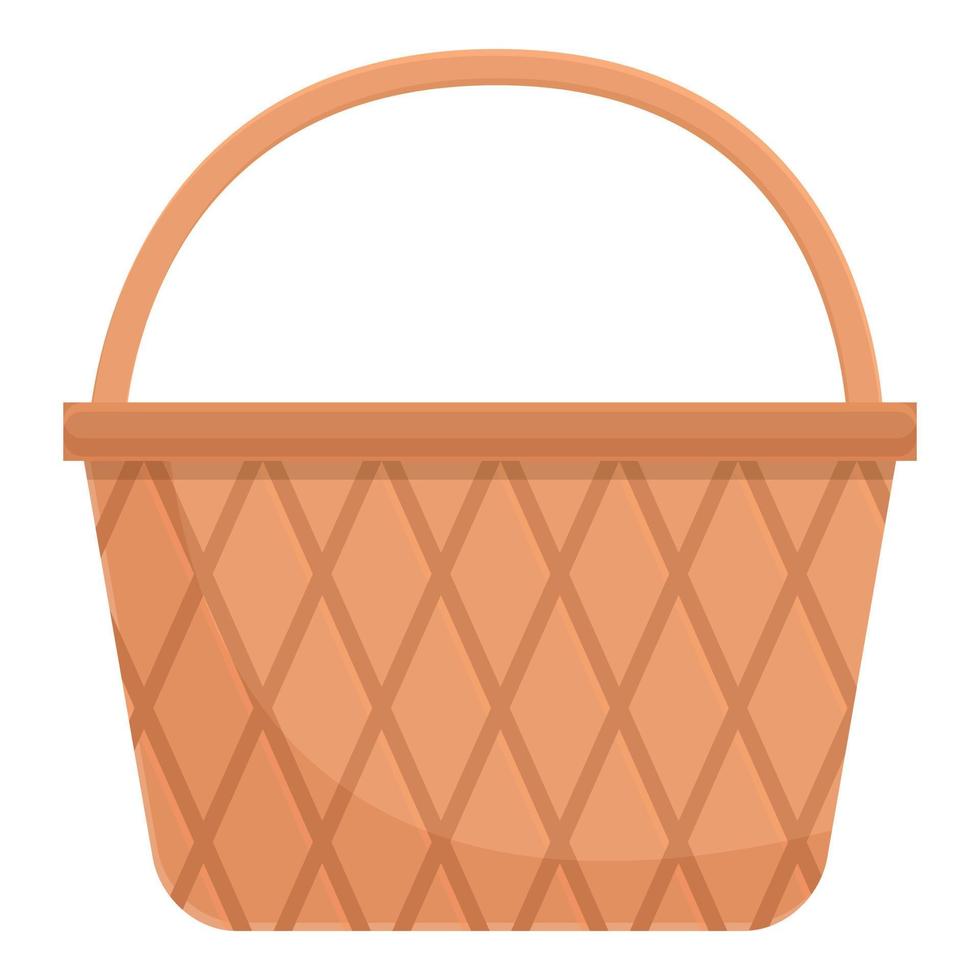 Wooden basket icon, cartoon and flat style vector